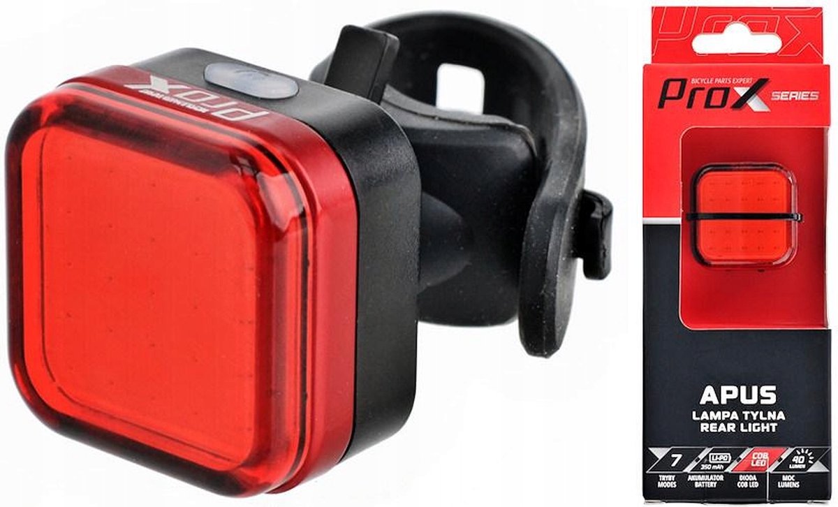 Fiets Achterlicht ProX - USB Oplaadbaar - COB Led 40 Lumen - Rood fietslicht