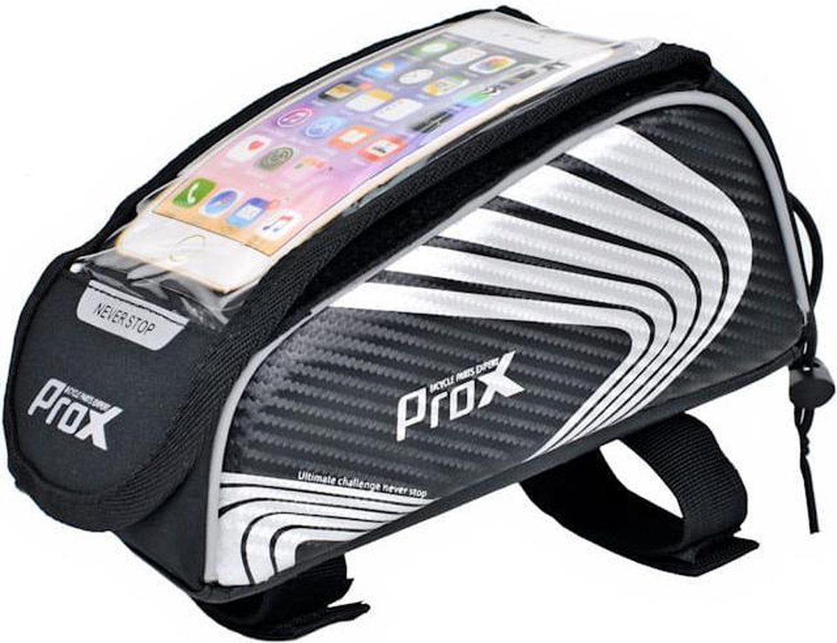 ProX Frametas met telefoonhouder - Smartphone tot 5,5 inch - Zwart 1.5Liter - MTB/mountainbike