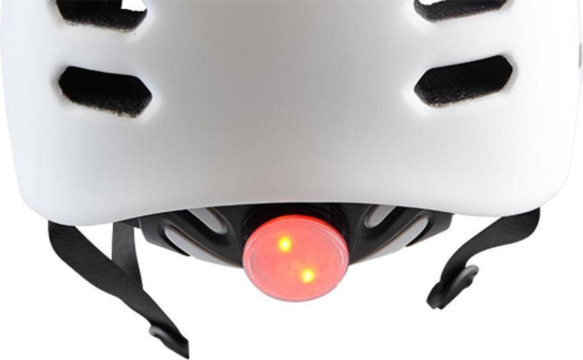 Fietshelm Volwassenen - 58/61cm - Mat Wit - Fietsverlichting Achterlicht