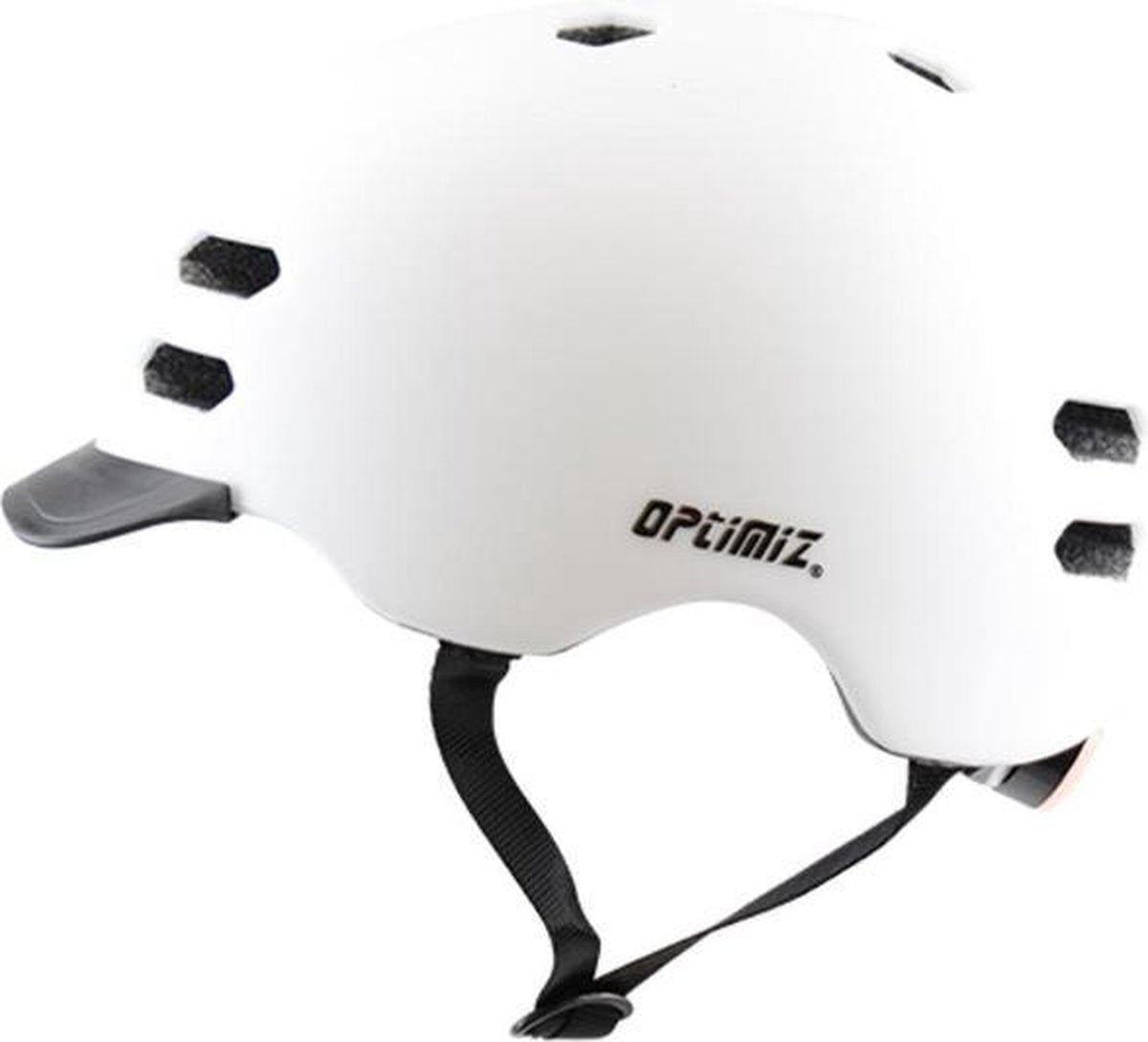 Fietshelm Volwassenen - 58/61cm - Mat Wit - Fietsverlichting Achterlicht