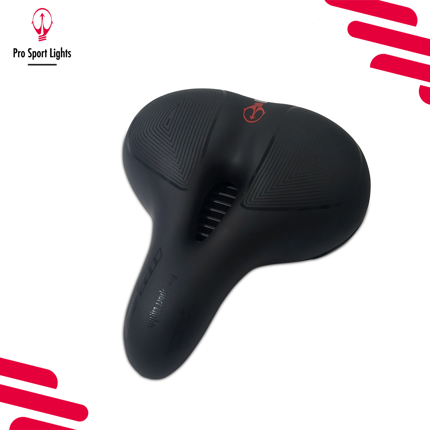 Fietszadel Pro Sport Lights Dames/Heren - Gel Premium Royal - Comfort - Zwart