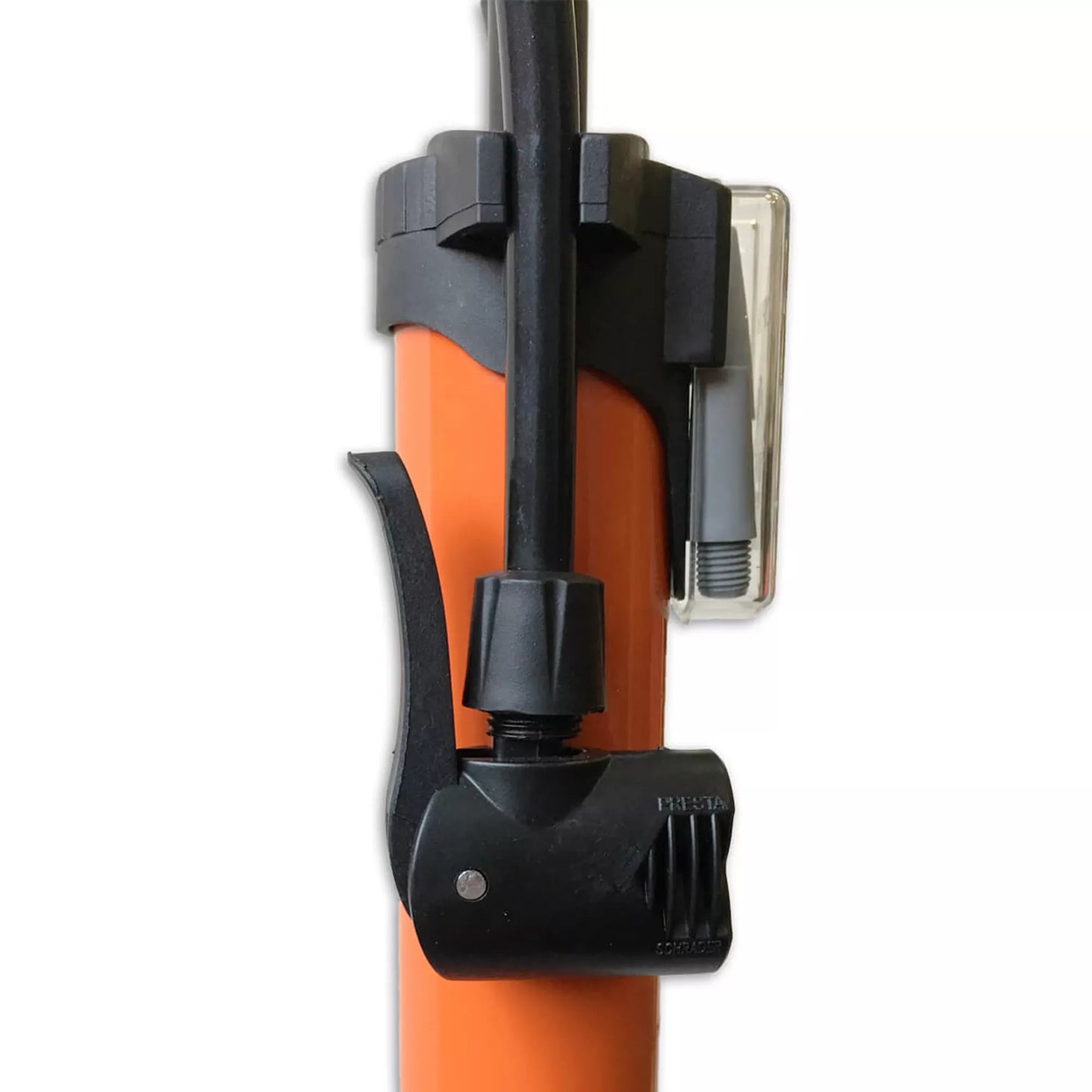 Stalen Voetpomp met Manometer - 6 BAR - Oranje kopen