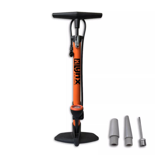Stalen Voetpomp met Manometer - 6 BAR - Oranje kopen