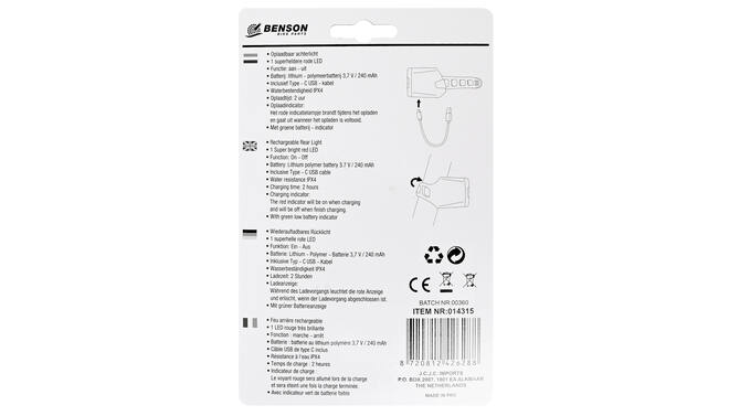 Fietslamp Achterlicht LED USB Oplaadbaar Rood kopen