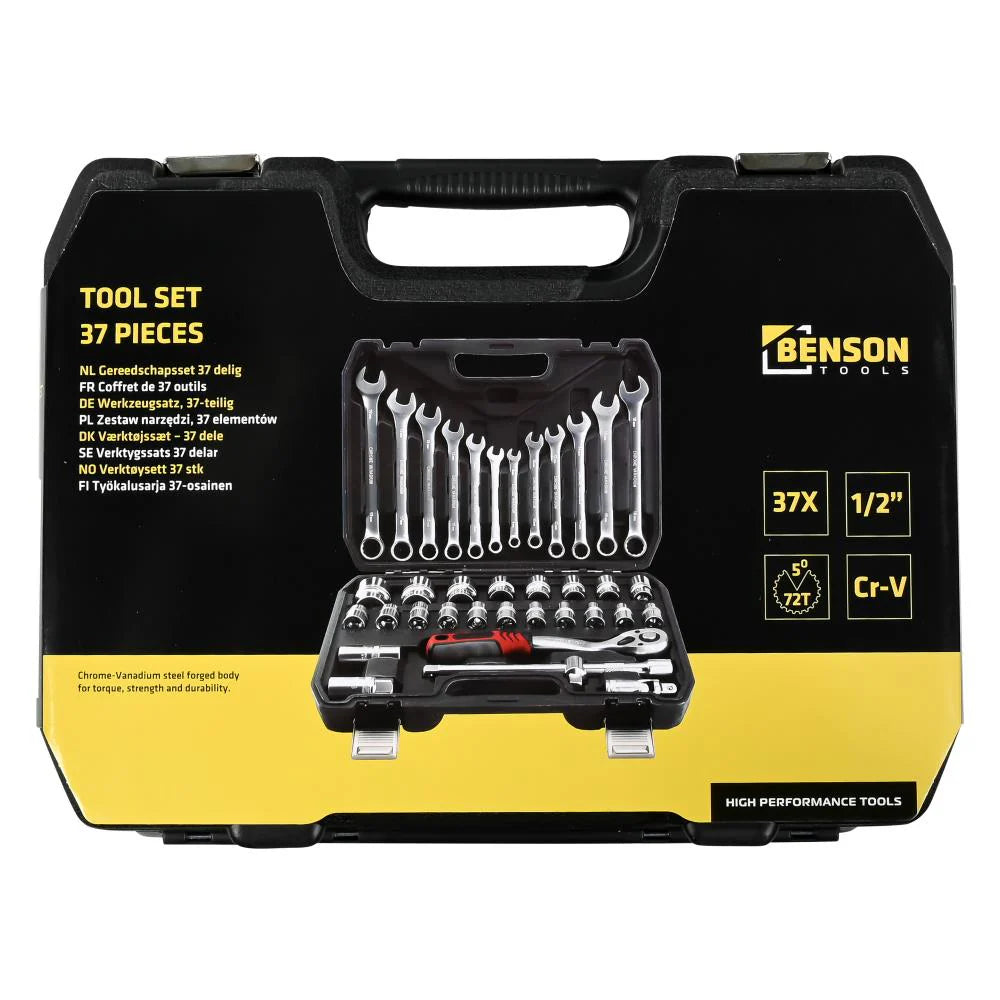 Doppenset Gereedschapskoffer 37-delig Complete Gereedschapset Kopen Online