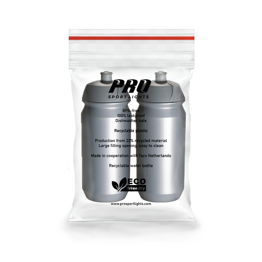 2 x Pro Sport Lights Bidon - 500 ml - Zilver