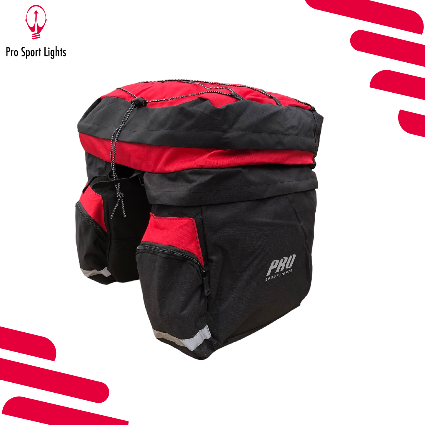 Pro Sport Lights Dubbele fietstas - 46 Liter - Zwart/Rood