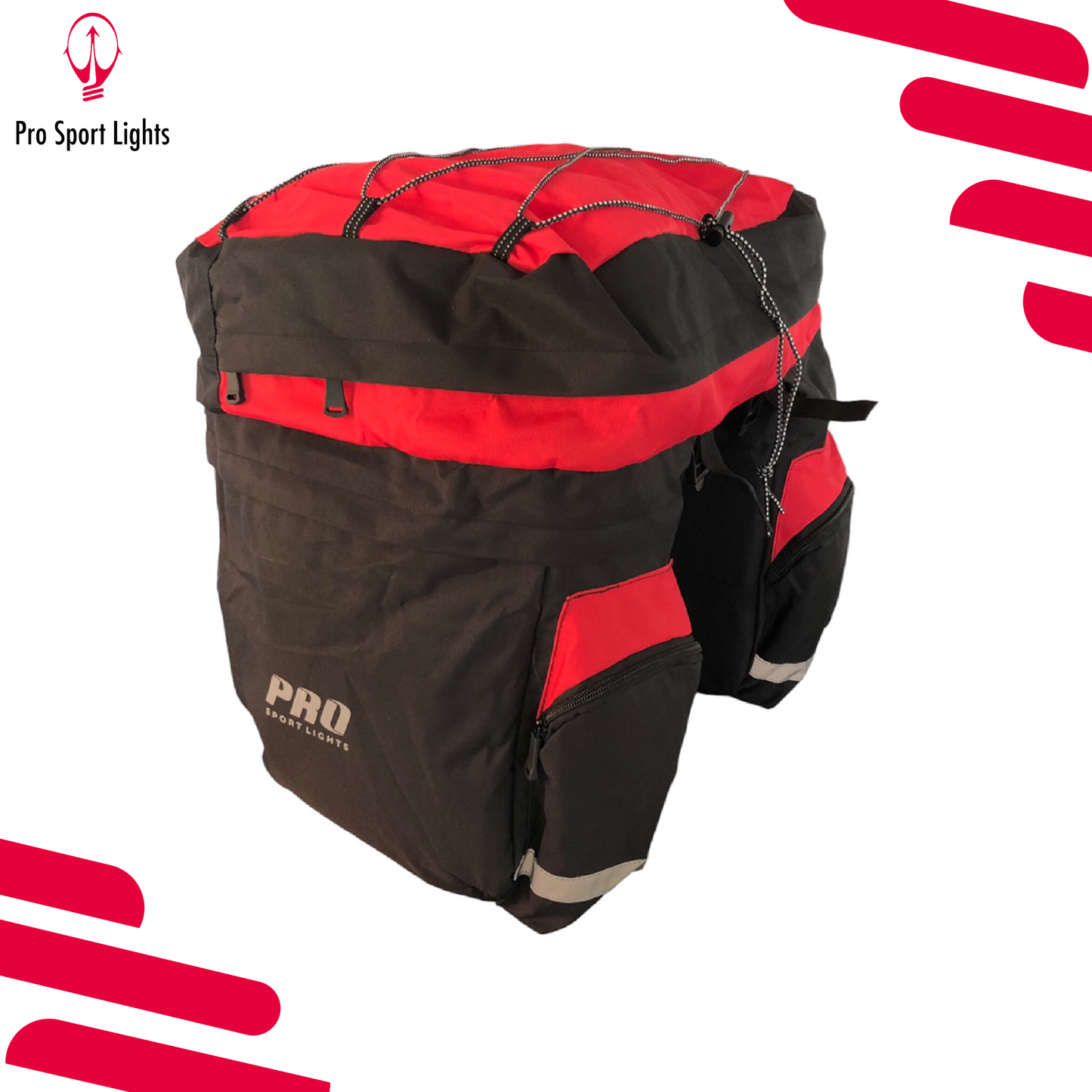 Pro Sport Lights Dubbele fietstas - 46 Liter - Zwart/Rood