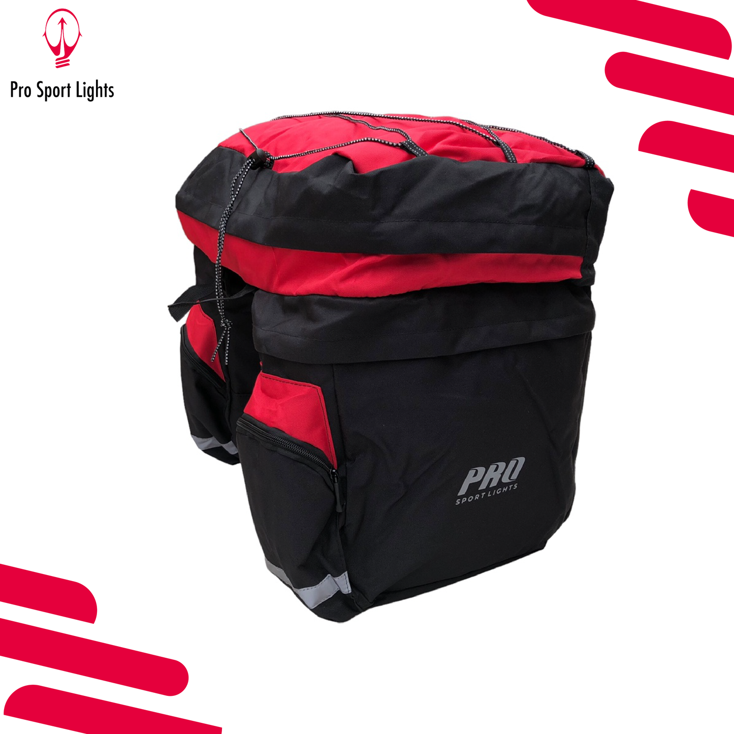 Pro Sport Lights Dubbele fietstas - 46 Liter - Zwart/Rood