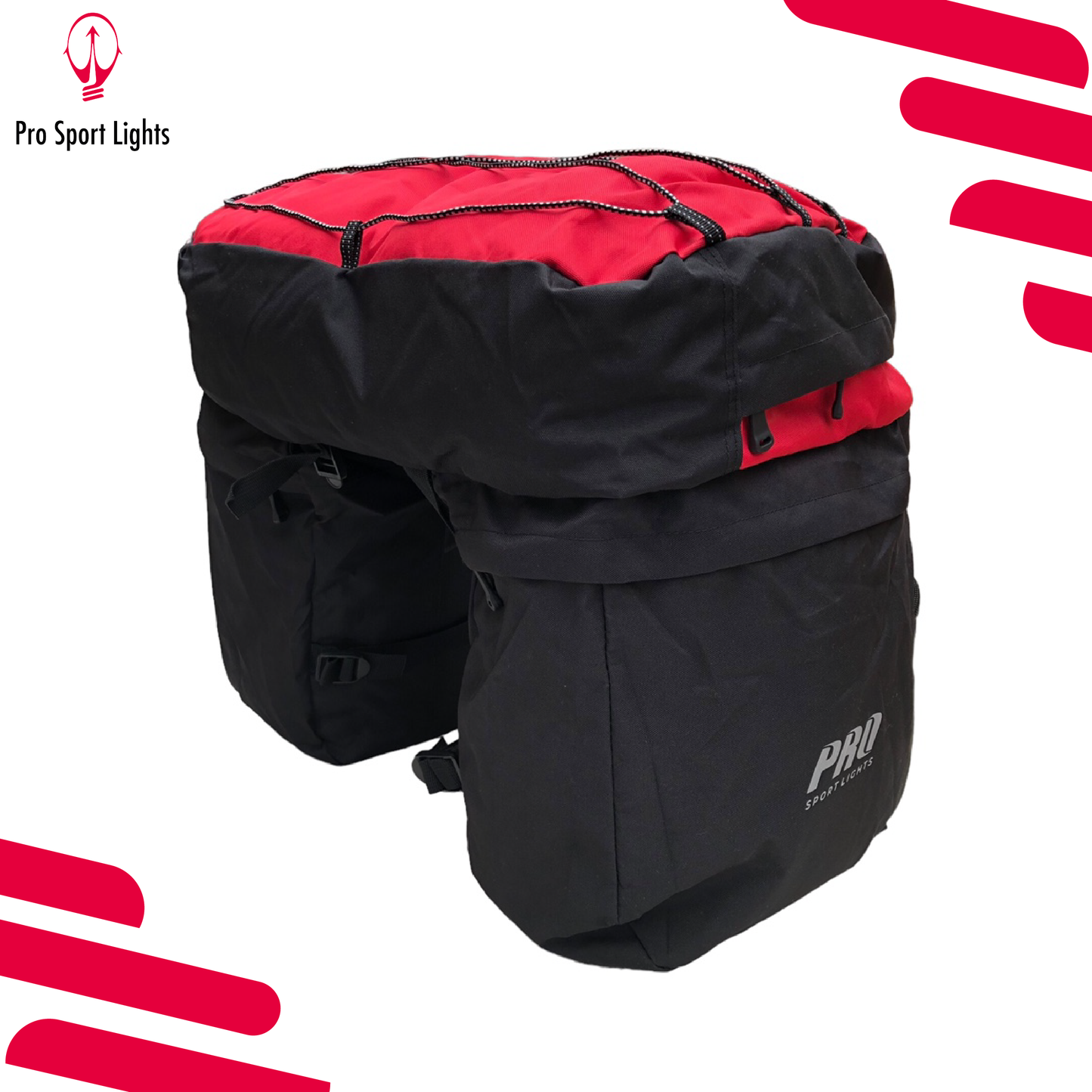 Pro Sport Lights Dubbele fietstas - 46 Liter - Zwart/Rood