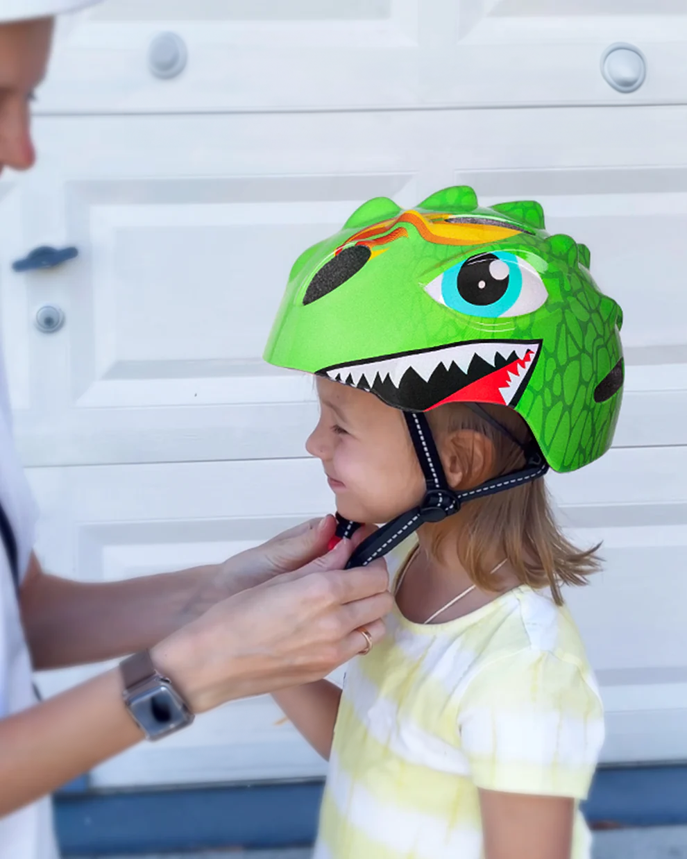 Fietshelm Kinderen Lichtgroen - Kinderhelm Dino XS 46/51cm Kinderfietshelm Kopen Online