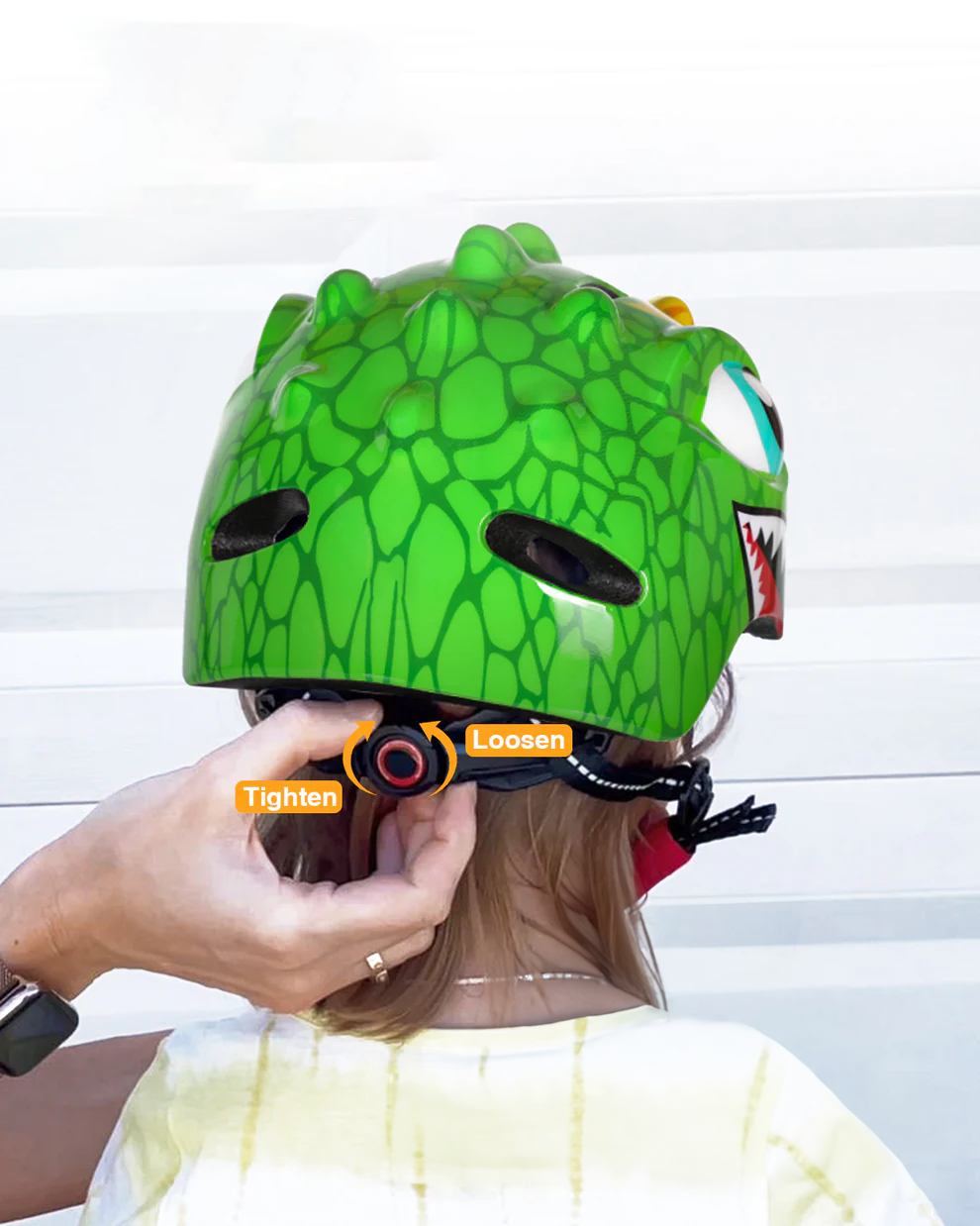 Fietshelm Kinderen Lichtgroen - Kinderhelm Dino XS 46/51cm Kinderfietshelm Kopen Online