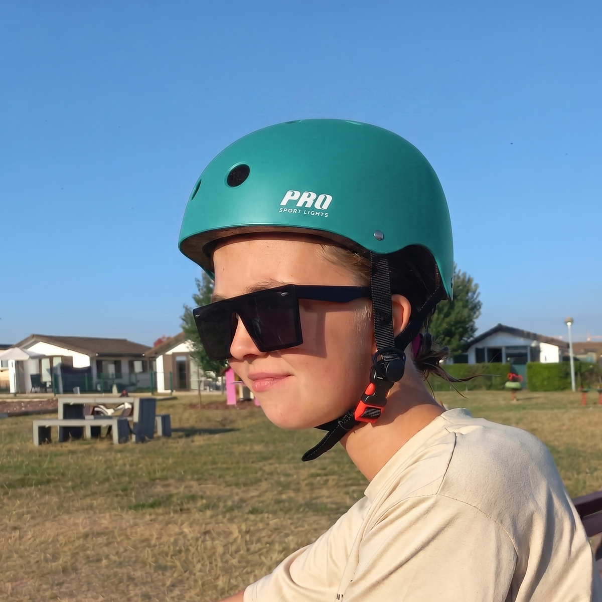 Pro Sport Lights Skate børnecykelhjelm – grøn, S/M