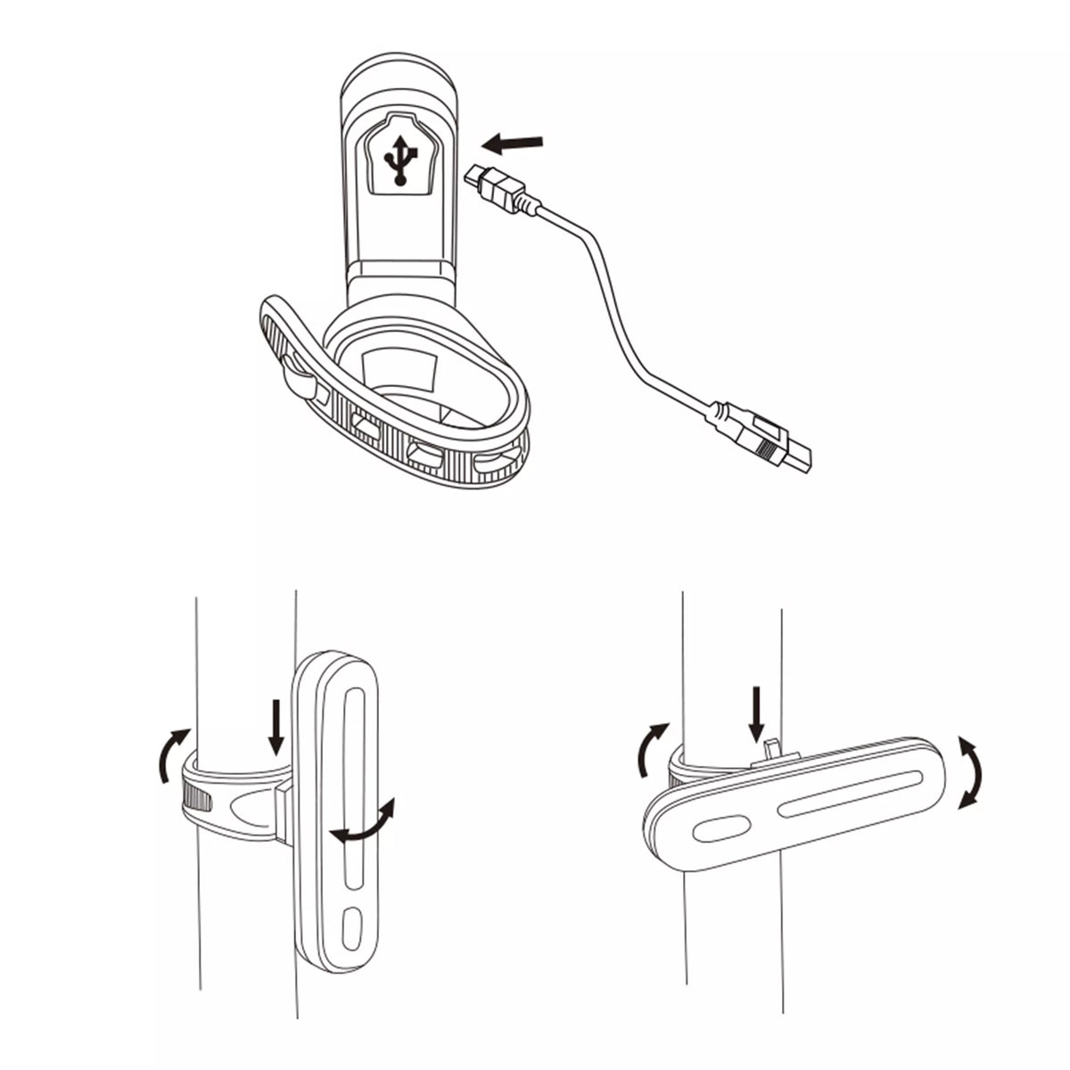 LED-takavalo – 100 lm, punainen, USB-ladattava