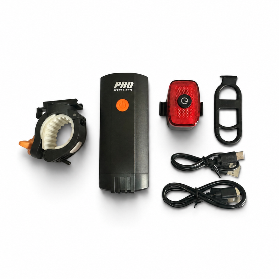 Set luci bici LED 1200 + 120 lumen – USB-C