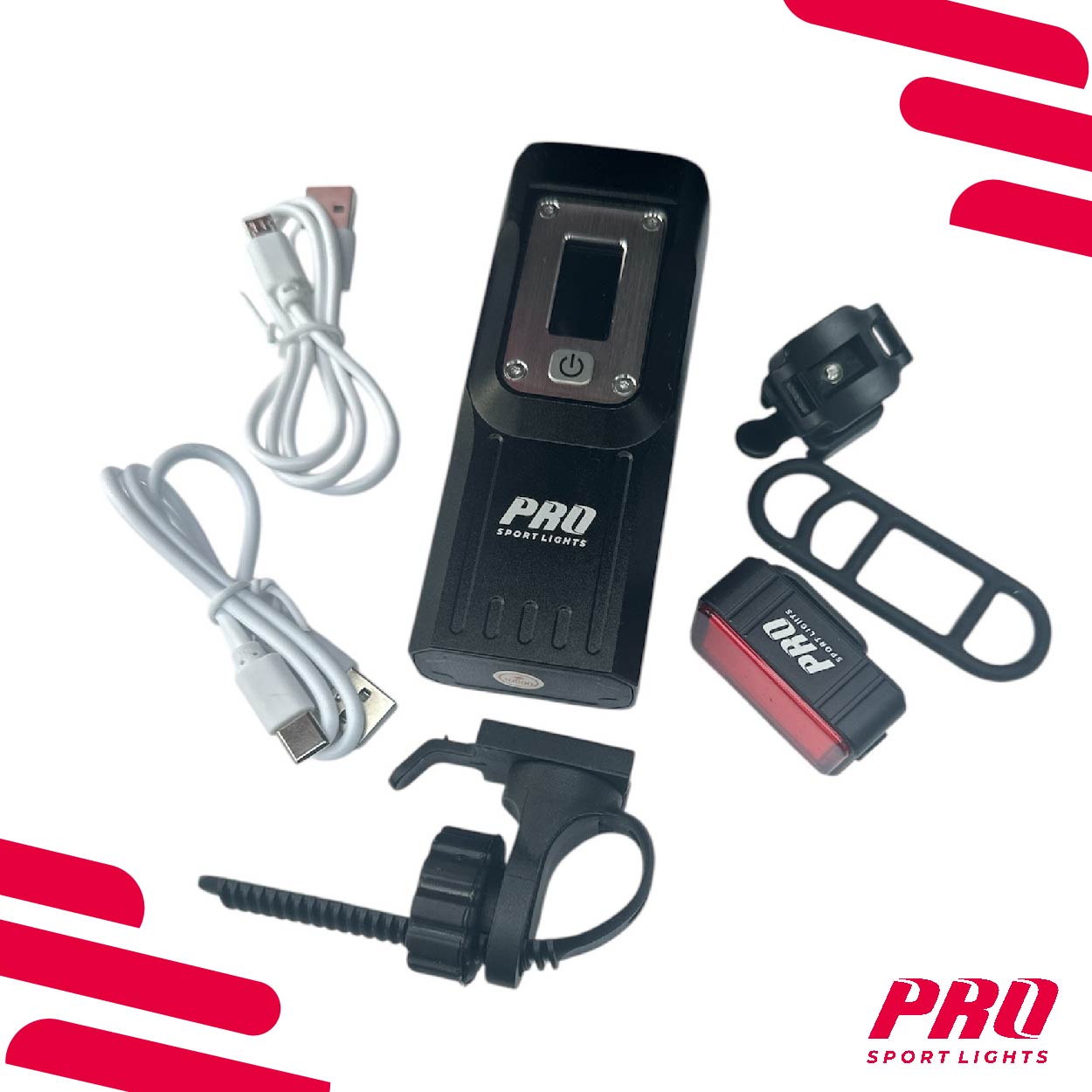 Fietsverlichting USB Oplaadbaar Koplamp en Achterlicht Fiets LED - 2000 en 125 Lumen KOPEN ONLINE
