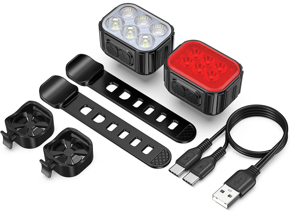 Fietsverlichting USB Oplaadbaar Koplamp en Achterlicht Set LED Verlichting kopen online