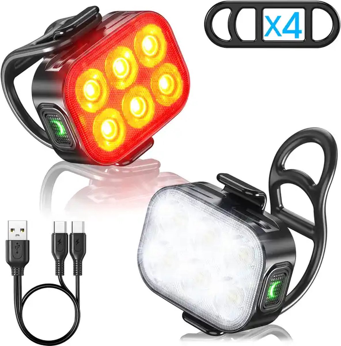 LED Fietsverlichtingsset 200/50 Lumen Voorlicht en Achterlicht Fiets