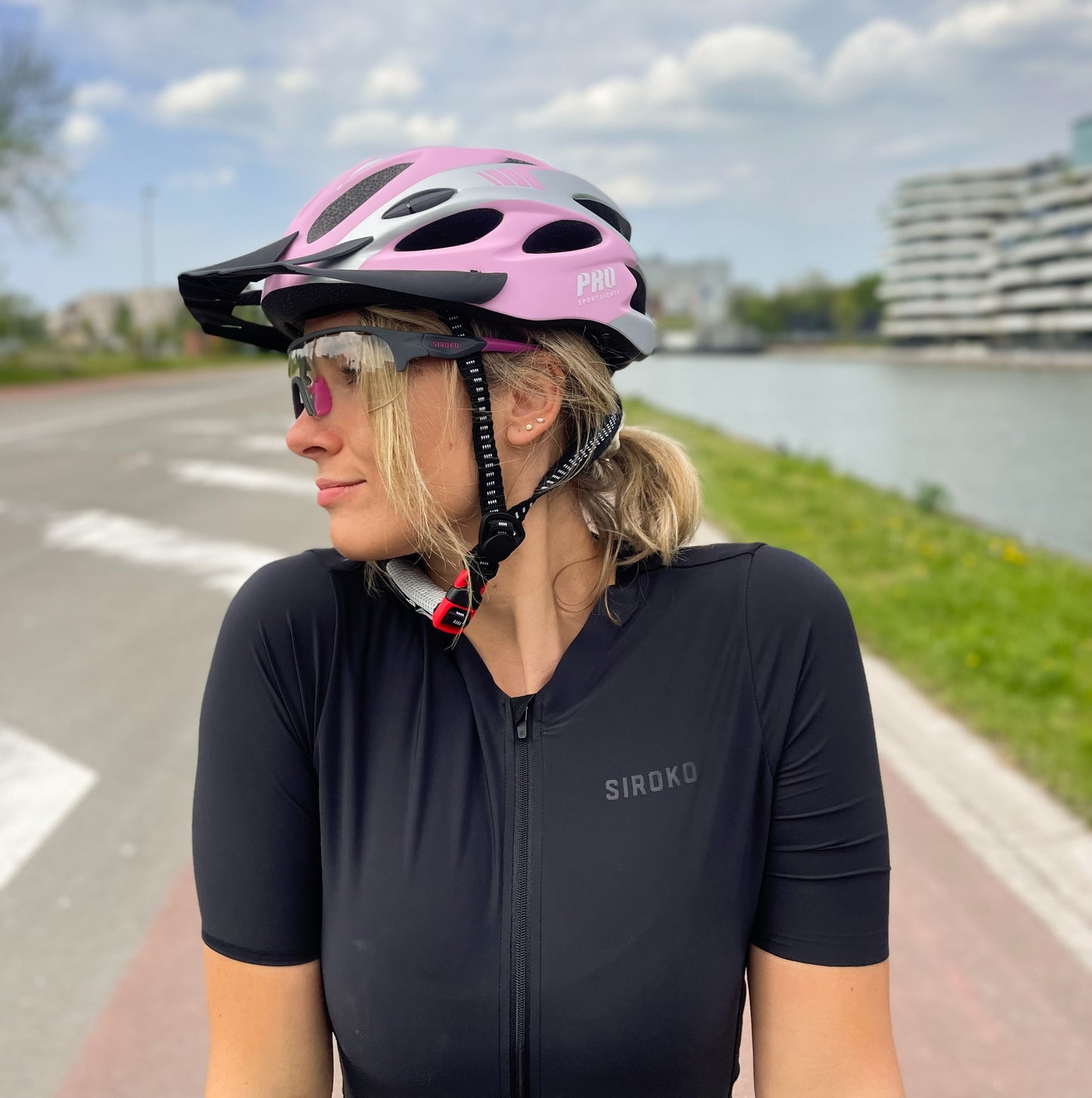 Fietshelm Dames - Mat Roze/grijs