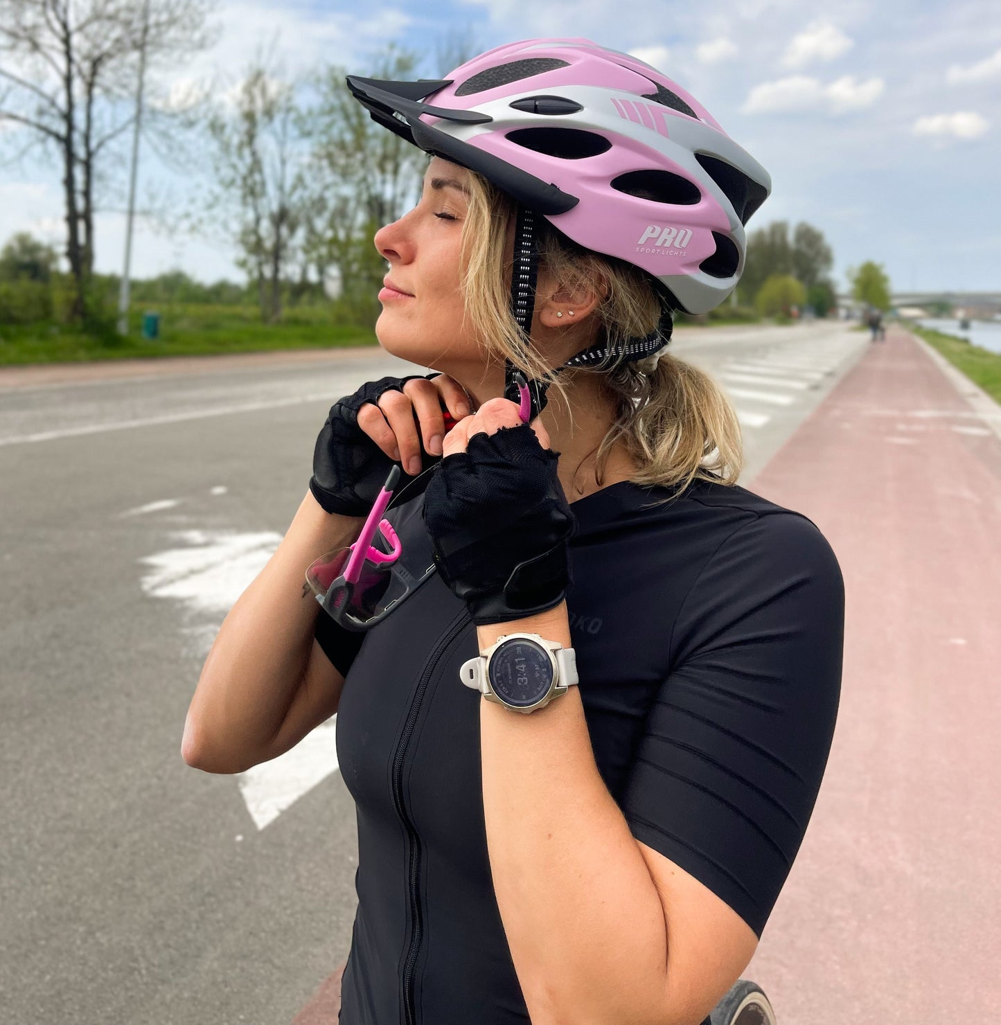 Fietshelm Dames - Mat Roze/grijs
