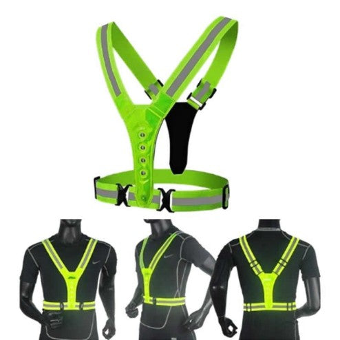 LED Reflecterende Hardloopvest - Veiligheidsvest - One Size - Fietsvest Geel
