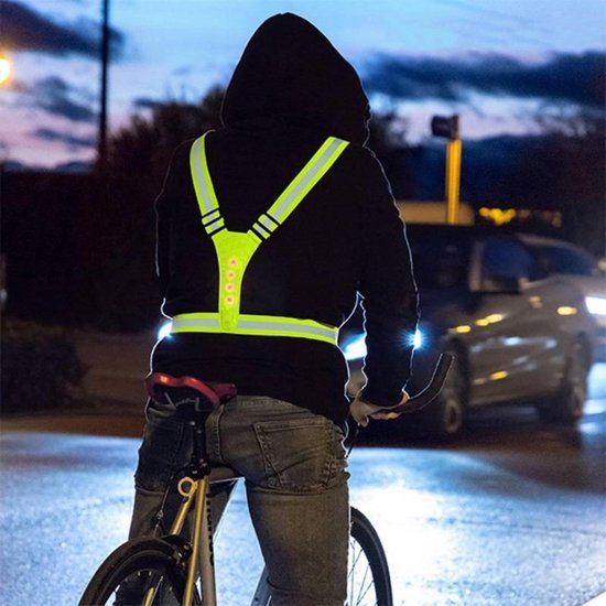 LED Reflecterende Hardloopvest - Veiligheidsvest - One Size - Fietsvest Geel