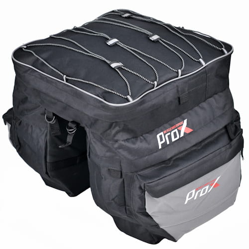 Fietstassen Dubbel ProX - waterdichts 43 Liter fietstas - Zwart Grijs - Regenhoes