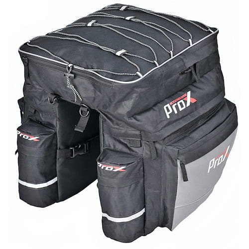 Fietstassen Dubbel ProX - waterdichts 43 Liter fietstas - Zwart Grijs - Regenhoes