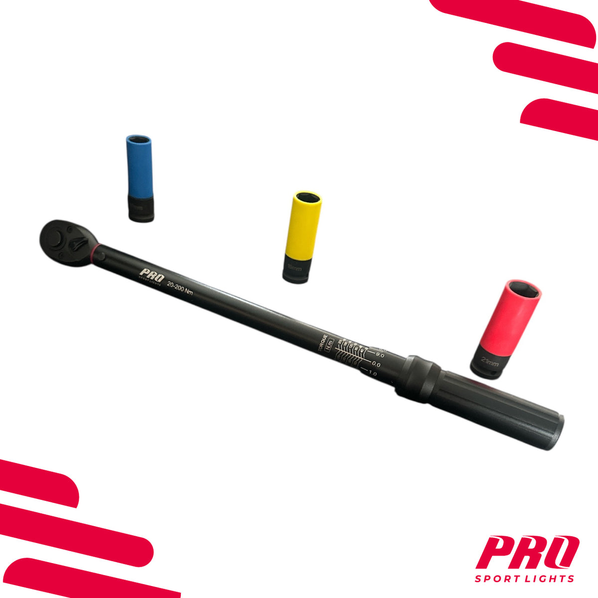 Conjunto preto de chave dinamométrica e chaves de caixa para automóvel, 1/2″, 20–200 Nm