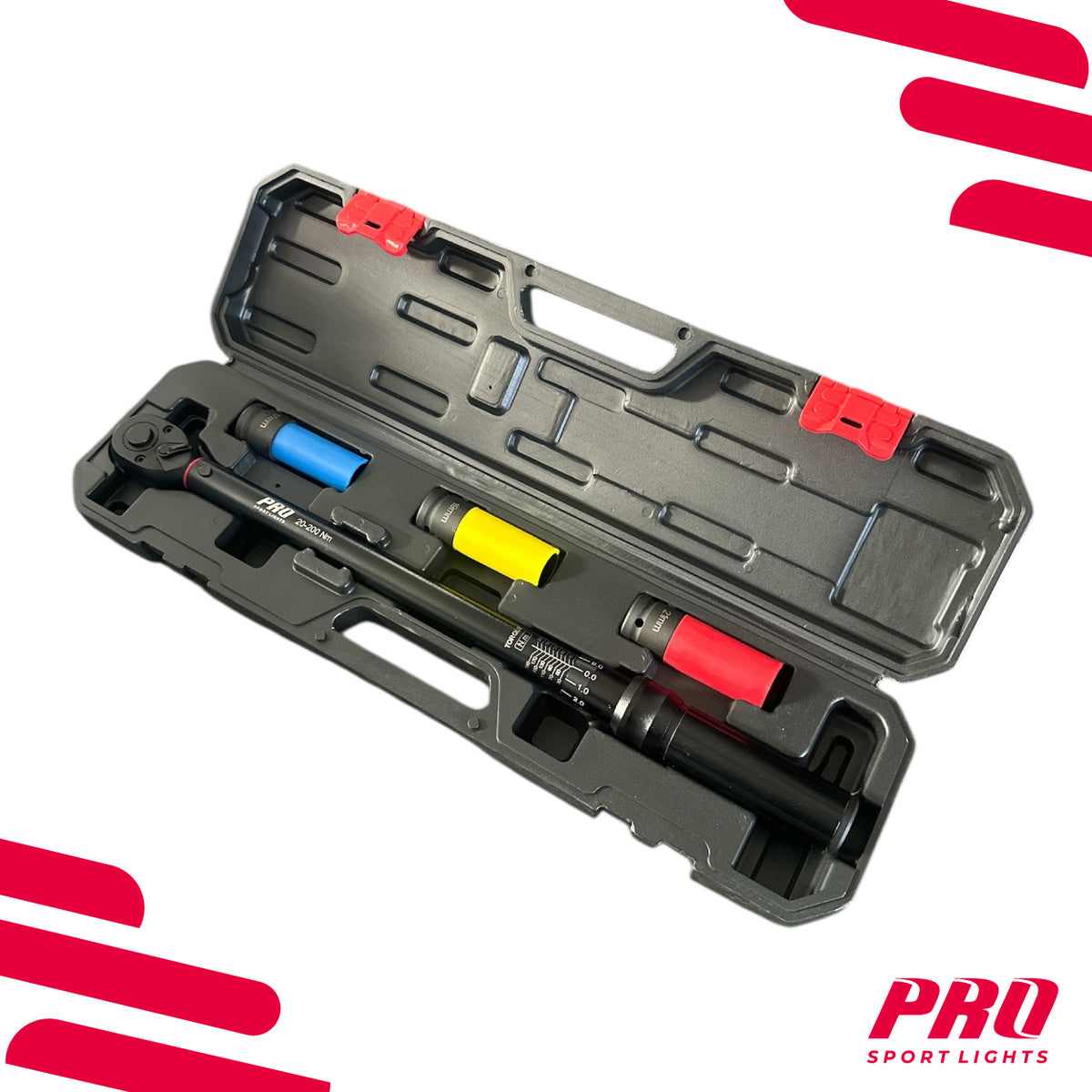 Conjunto preto de chave dinamométrica e chaves de caixa para automóvel, 1/2″, 20–200 Nm