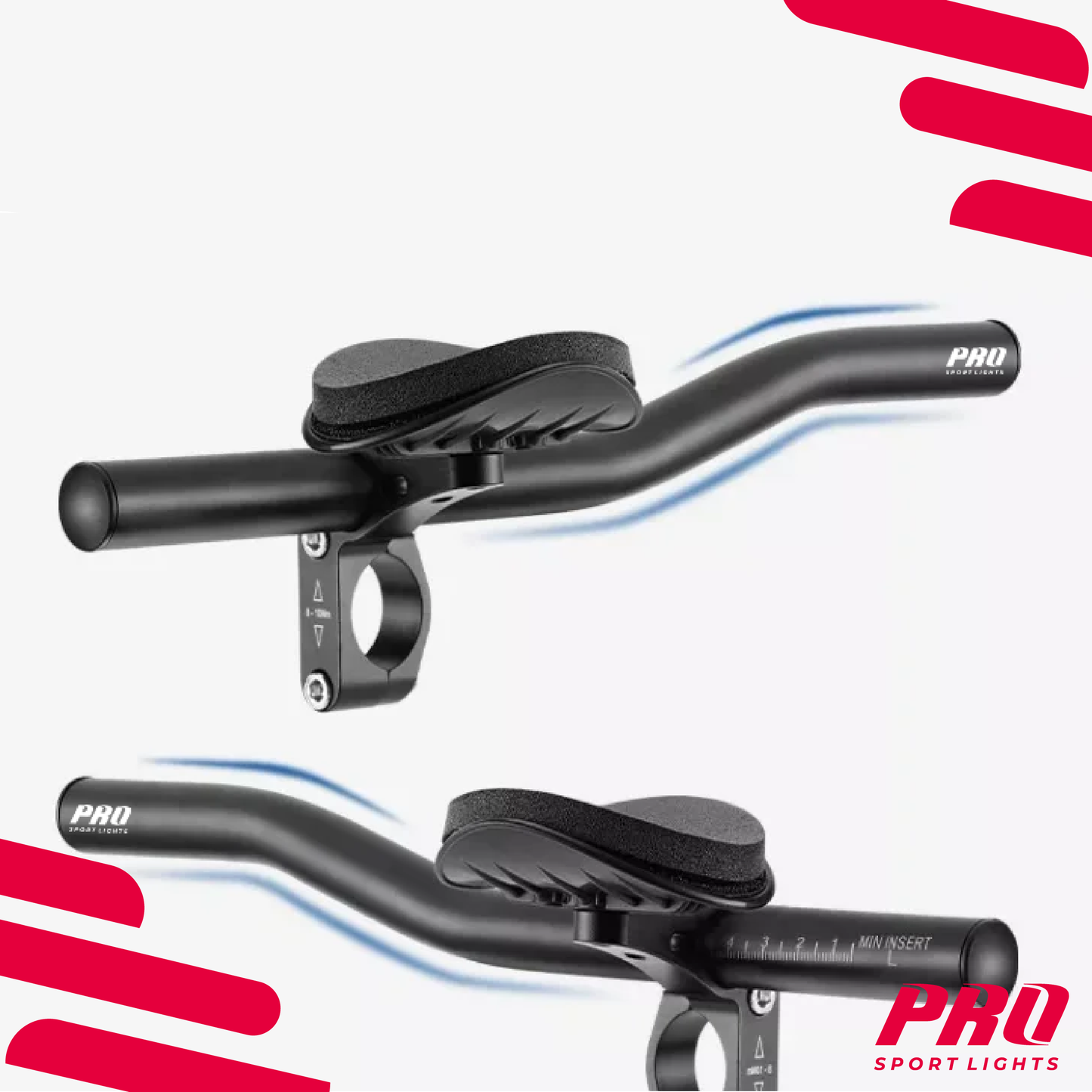 Pro Sport Lights Triathlon Ligstuur Ø31,1/32,5 - Zwart Racefiets - tijdritstuur verstelbaar