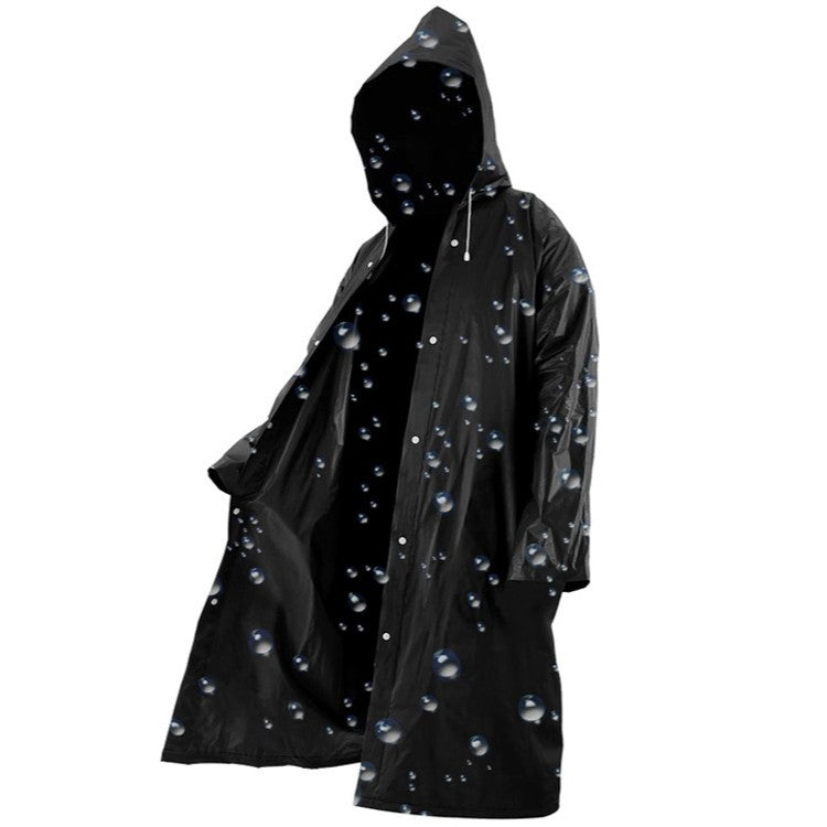 Vandtæt regnponcho med hætte – sort – one size