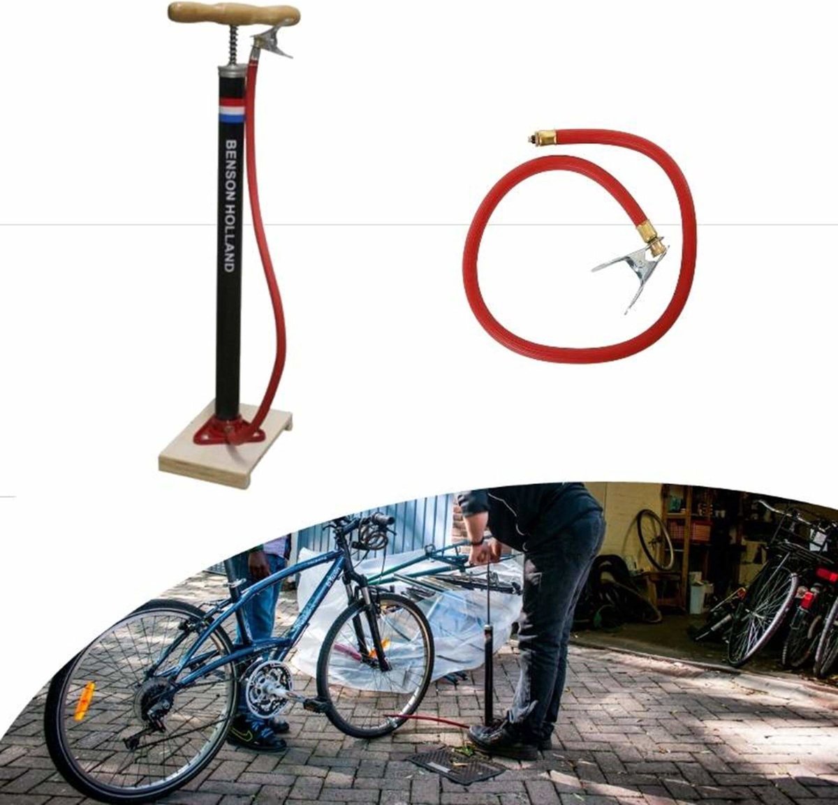 Benson Retro Fietspomp Holland 3 Bar Bandenpomp