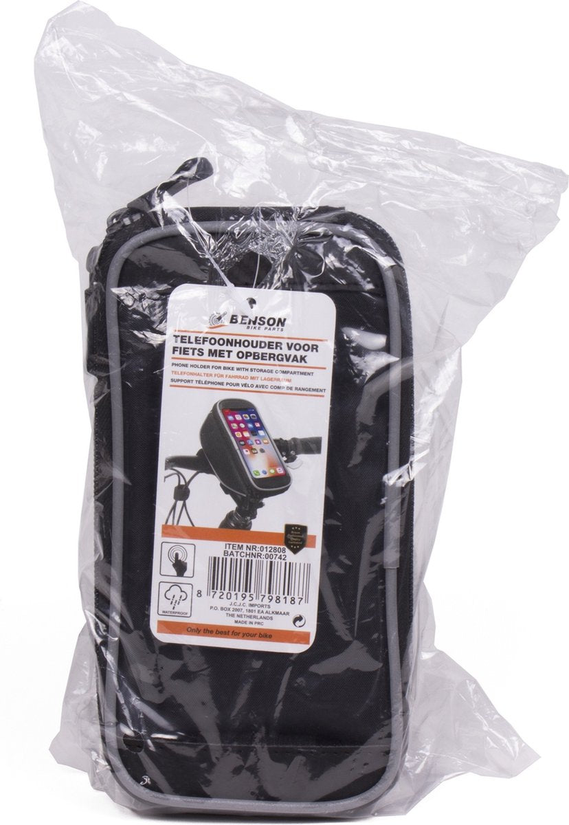 Benson Stuurtas Met Telefoonhouder Fiets Zwart