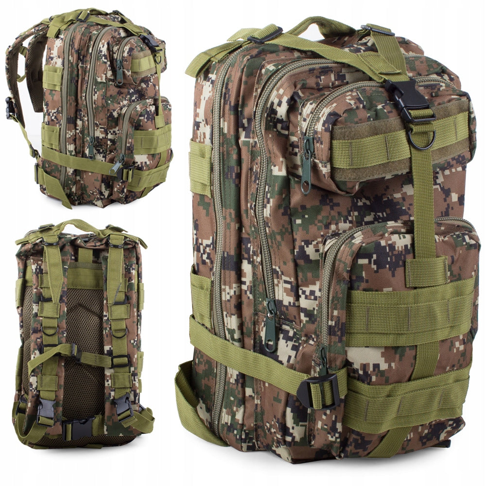 Tactical Military Backpack Survival Woodland Camo 30 Liters