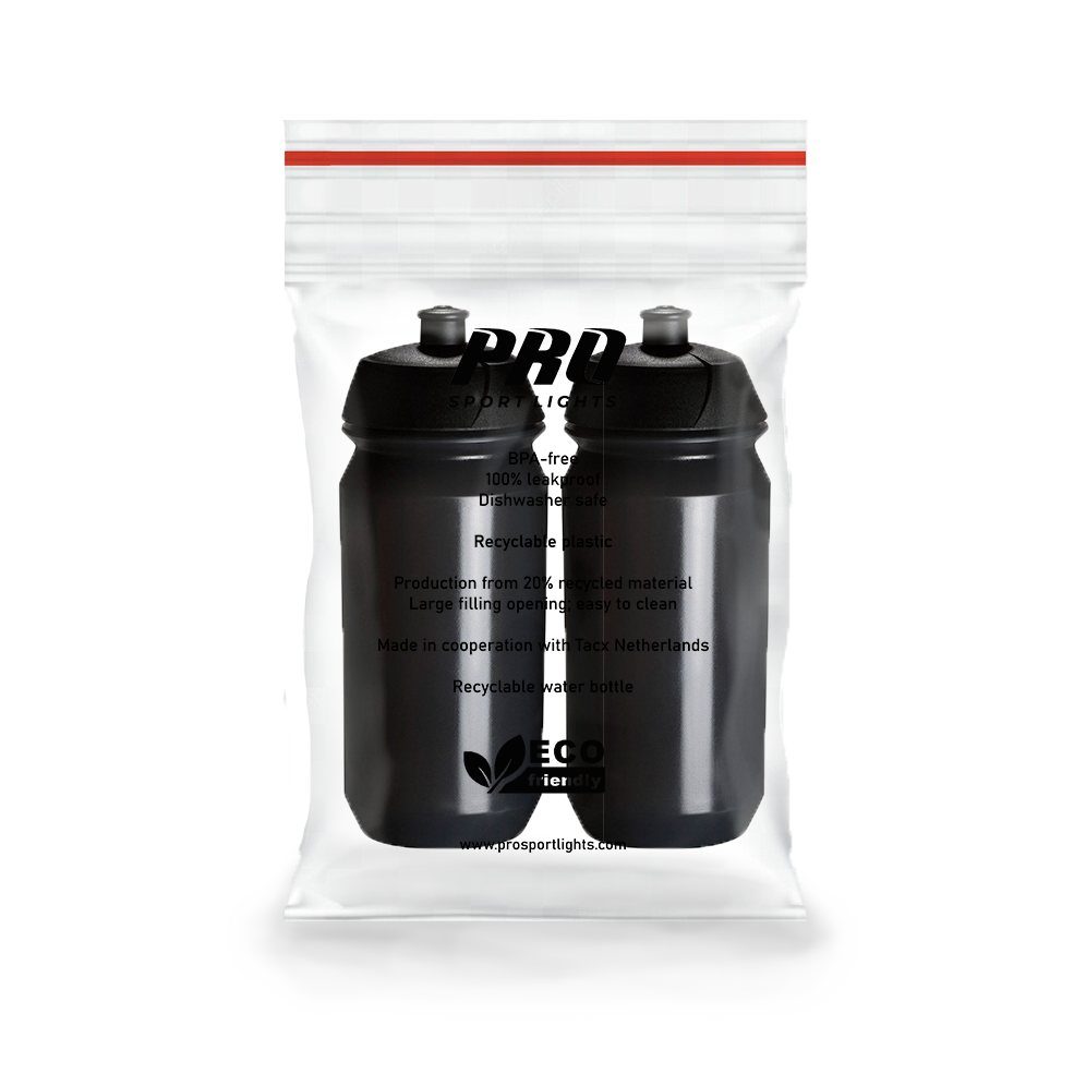 2 x Pro Sport Lights Bidon - 500 ml - Transparant Zwart