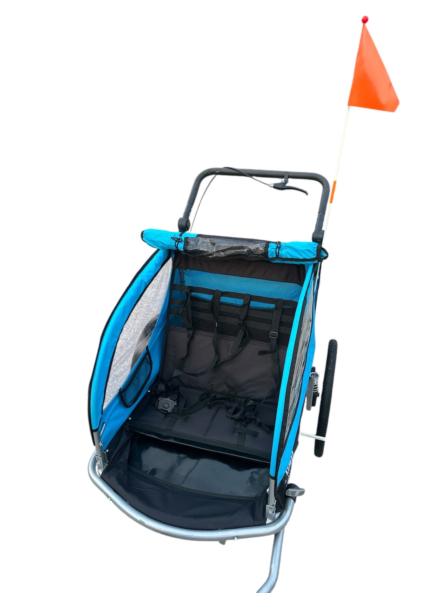 Fietskar Voor Kinderen Wandelwagen 2in1 Kinderfietskar aanhanger - Blauw - Waterdicht