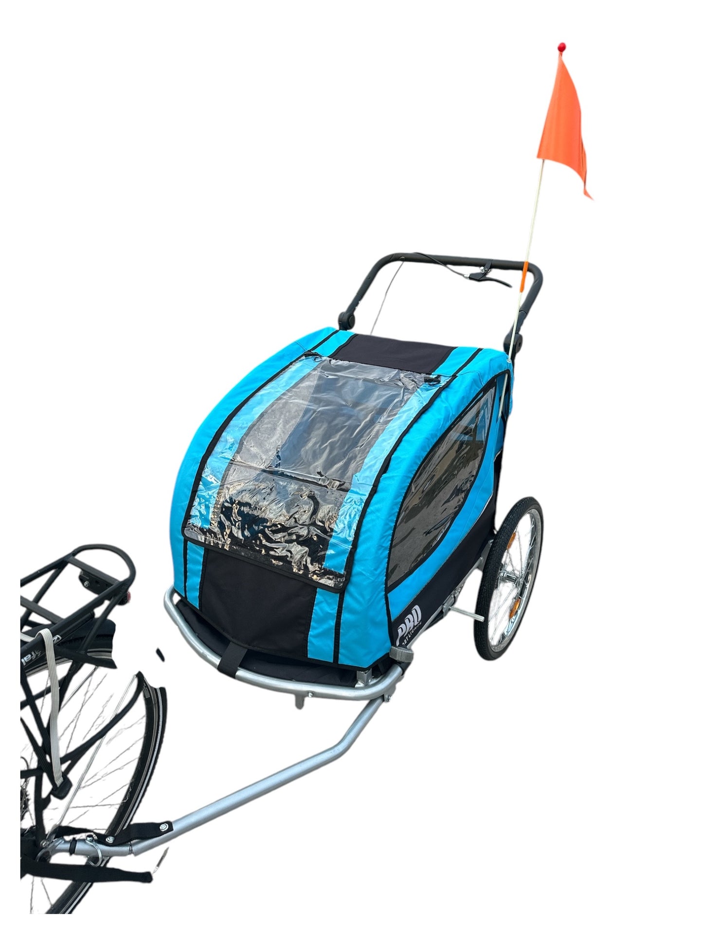 Fietskar Voor Kinderen Wandelwagen 2in1 Kinderfietskar aanhanger - Blauw - Waterdicht
