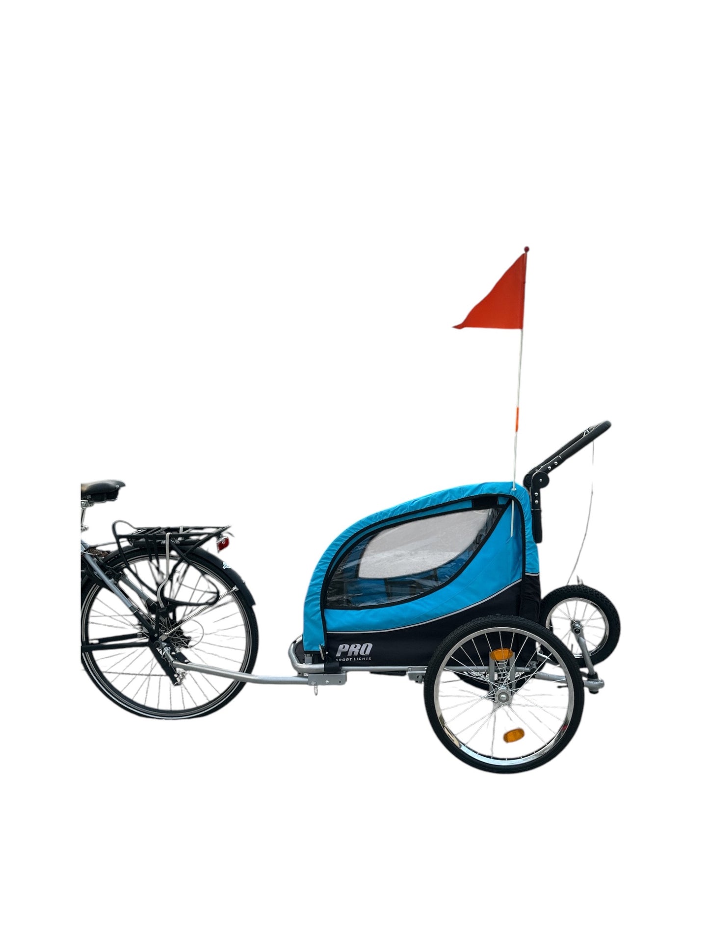 Fietskar Voor Kinderen Wandelwagen 2in1 Kinderfietskar aanhanger - Blauw - Waterdicht