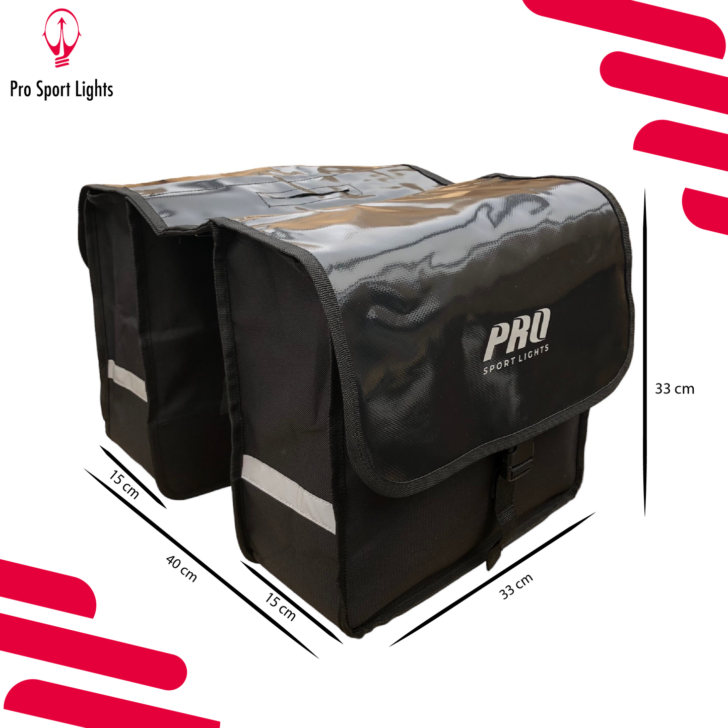 Pro Sport Lights Fietstassen Dubbel Zwart 32 Liter