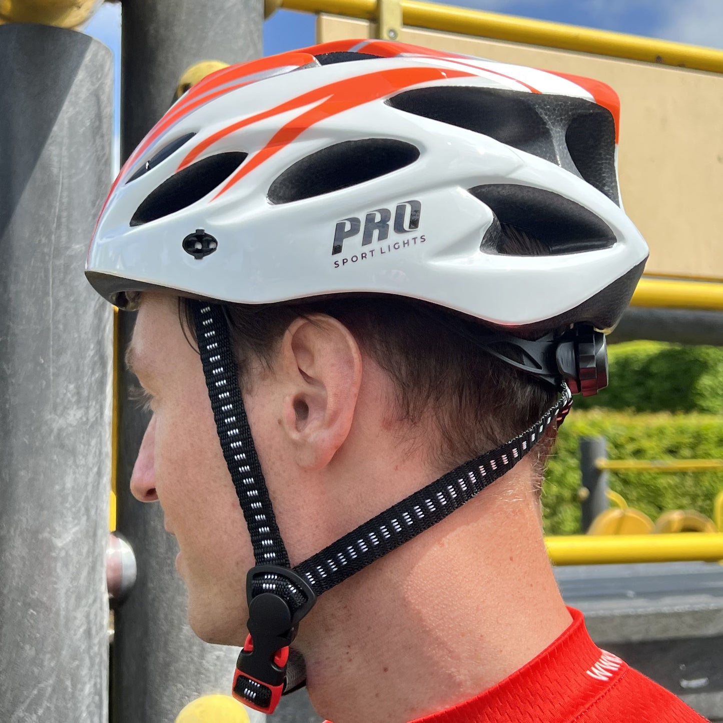 Fietshelm Pro Sport Lights Dames/Heren - Wit/Oranje Medium/Large