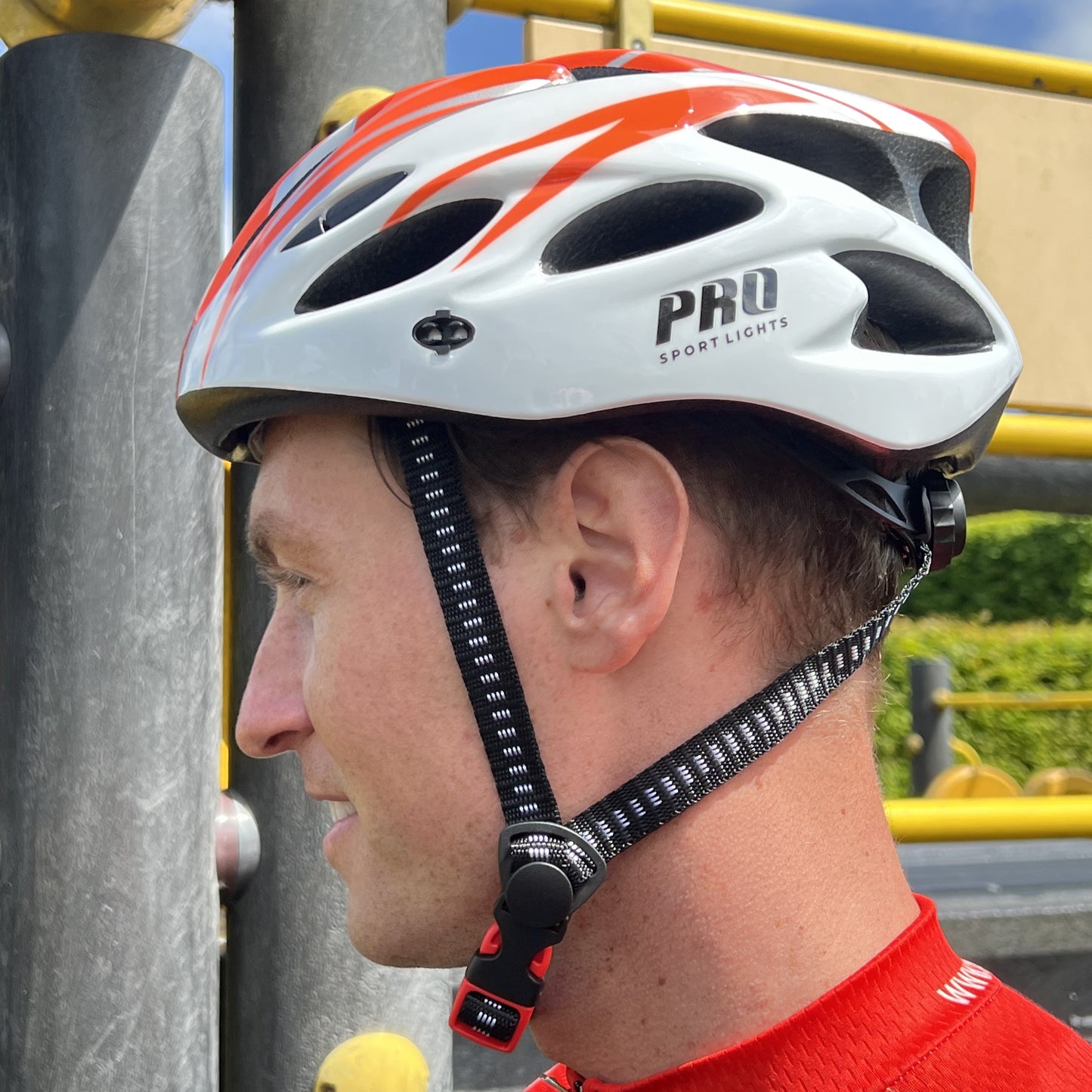 Fietshelm Pro Sport Lights Dames/Heren - Wit/Oranje Medium/Large