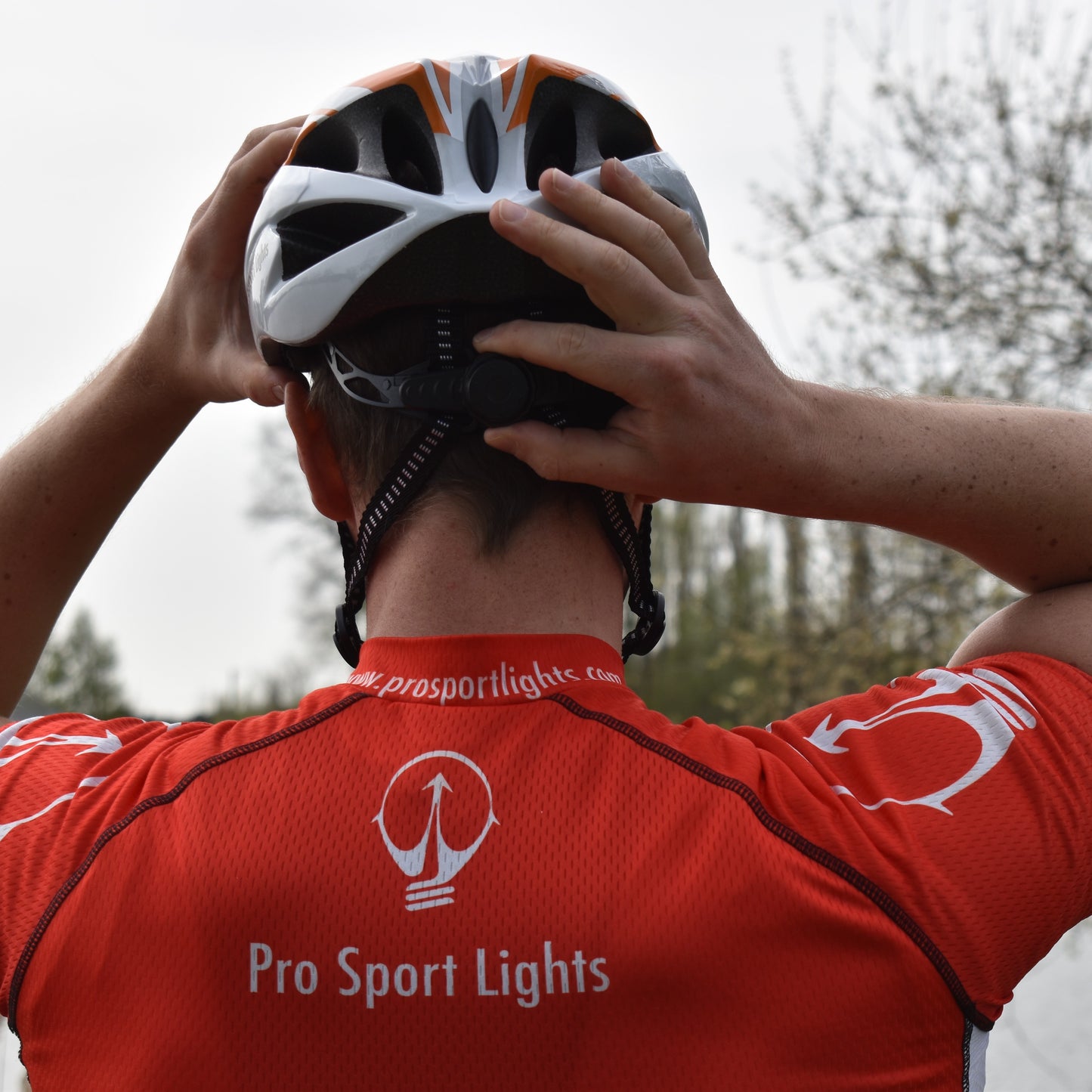 Fietshelm Pro Sport Lights Dames/Heren - Wit/Oranje Medium/Large
