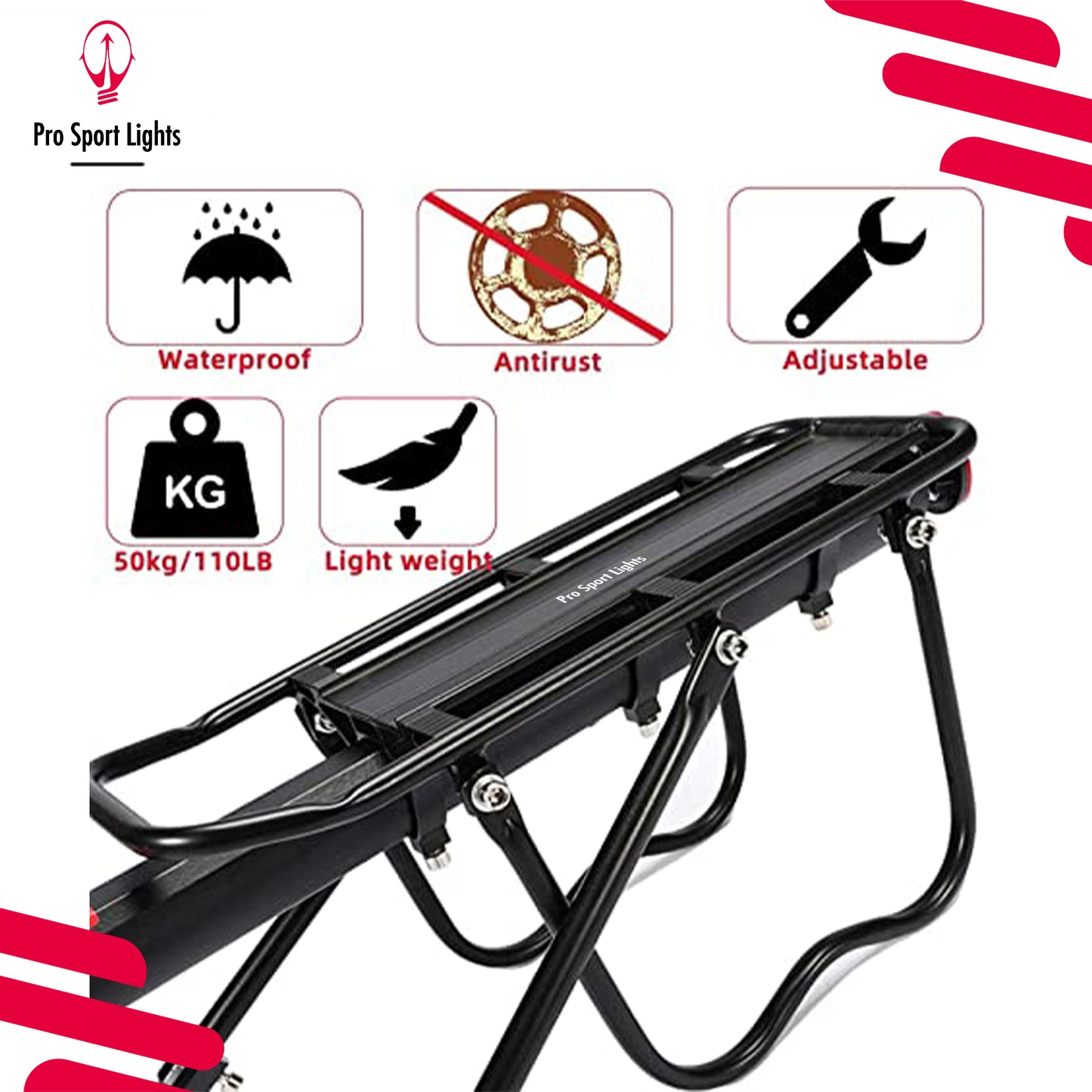 Pro Sport Lights Bagagedrager Mountainbike Verlenger - Tot 50kg