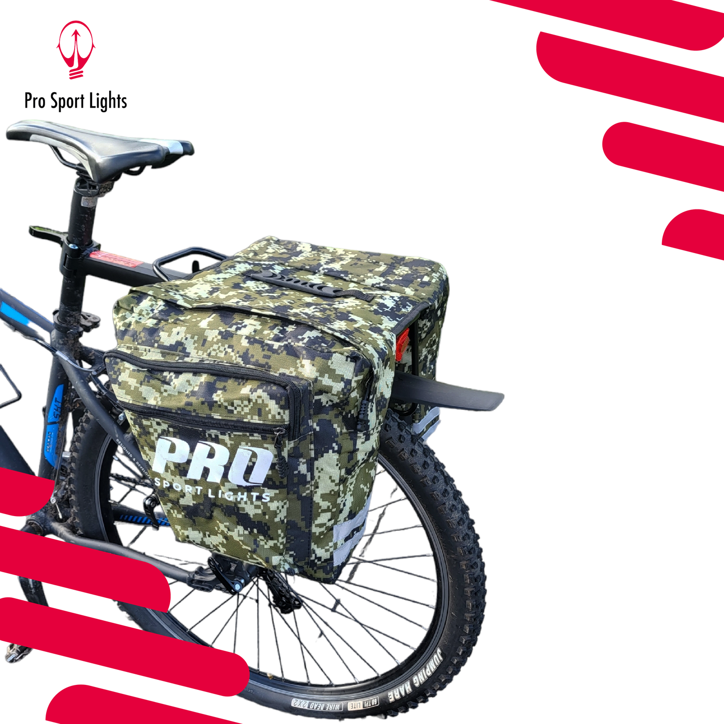 Dubbele Fietstas Pro Sport Lights - Legergroen Camo