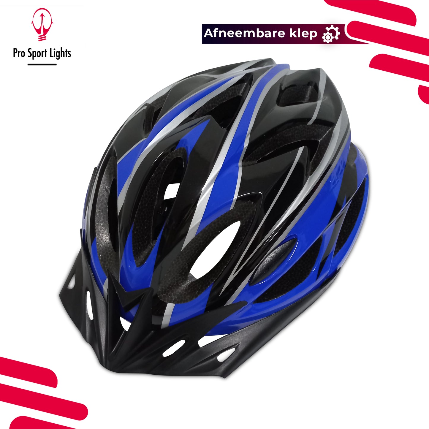 Fietshelm Pro Sport Lights Dames/Heren Zwart/Blauw - Medium/Large
