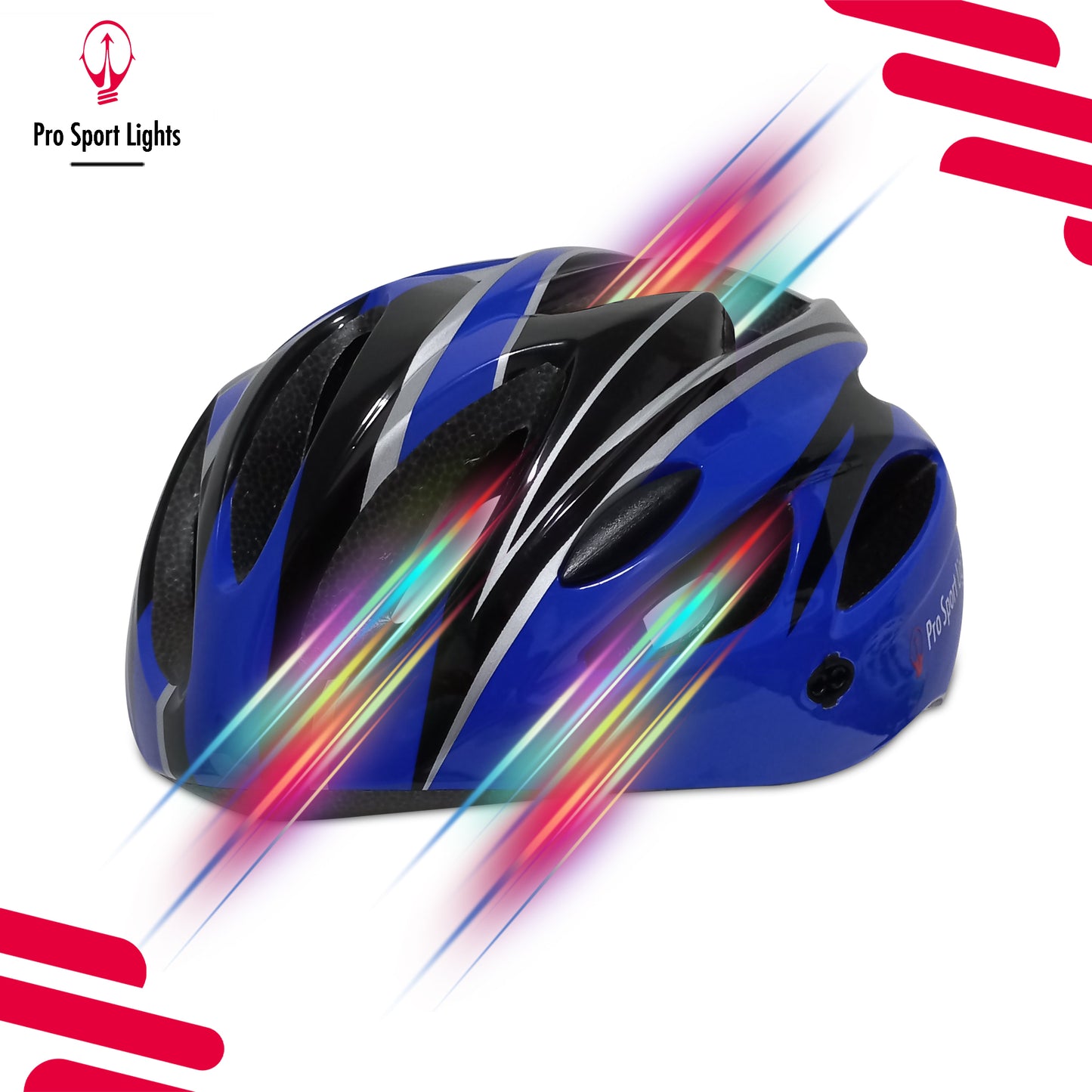 Fietshelm Pro Sport Lights Dames/Heren Zwart/Blauw - Medium/Large