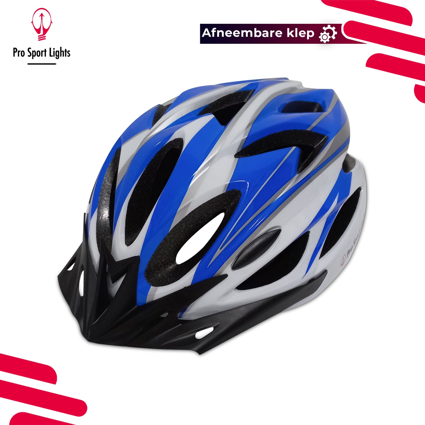 Fietshelm Pro Sport Lights Dames/Heren Wit/Blauw - Medium/Large