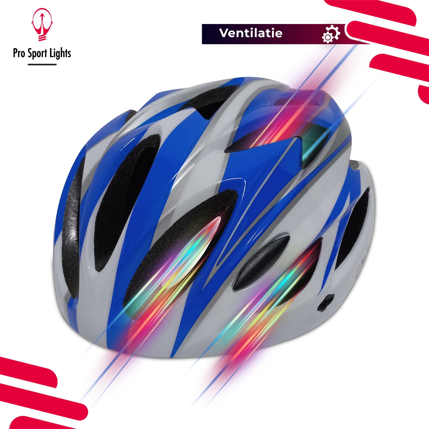 Fietshelm Pro Sport Lights Dames/Heren Wit/Blauw - Medium/Large