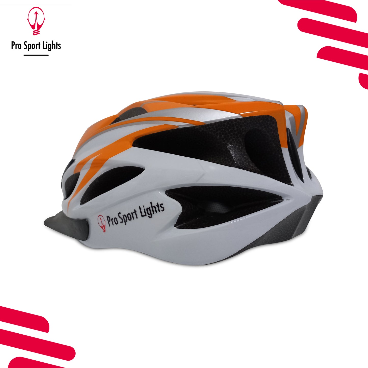 Fietshelm Pro Sport Lights Dames/Heren - Wit/Oranje Medium/Large